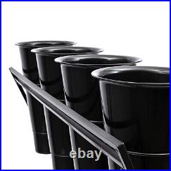 12 x Buckets 3 Layers Metal Plant Stand with Wheels Black, Flower Display Stand