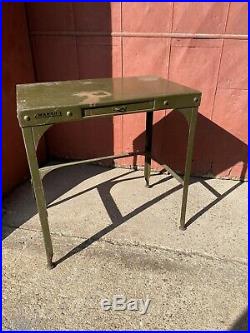 1940s Toledo Metal Furniture Co Uhl Steel Desk Plant Stand Table Industrial