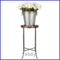 25 In. Tall Roman Bronze Powder Coat Metal Large round Table Flowers Plant Stand