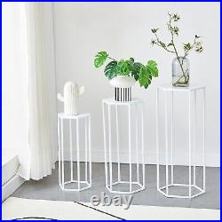 27.55 High Set of 3 Metal Plant Stand White