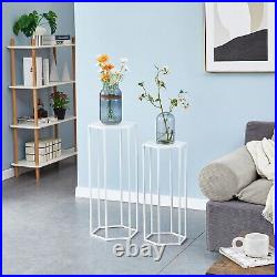 27.55 High Set of 3 Metal Plant Stand White
