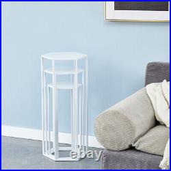 27.55 High Set of 3 Metal Plant Stand White Nesting Display End Table