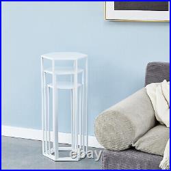 27.55 High Set of 3 Metal Plant Stand White Nesting Display End Table High