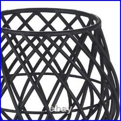 29.5 Dome Lattice Metal Planter With Tripod Peg Legs, Set Of 2, Black- Saltoro