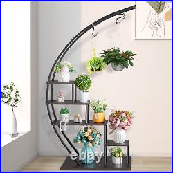 2Pcs 5 Tier Metal Plant Stand Creative Half Moon Shape Ladder Flower Stand Rack