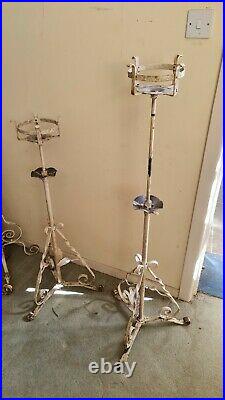 2X VICTORIAN PAINTED OIL LAMP STAND LAMP 180cm max with basket plant