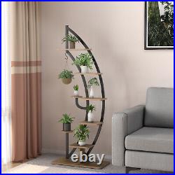 2 PCS 6 Tier 9 Potted Metal Plant Stand Curved Stand Holder Display Shelf withHook