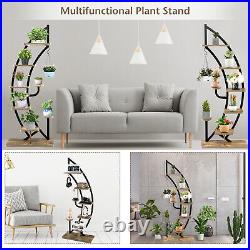 2 PCS 6 Tier Metal Plant Stand Flower Rack Half Moon Display Shelf Living Room