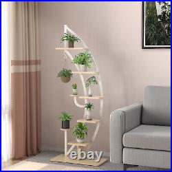 2 PCS 6 Tier Potted Metal Plant Stand Curved Half Moon Shape Ladder Planter