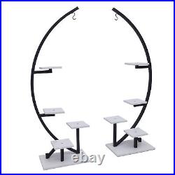 2 Pack 5-Tier Moon Shape Bonsai Flower Pot Storage Curved Rack Metal Stand New
