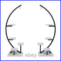 2 Pack 5-Tier Moon Shape Bonsai Flower Pot Storage Curved Rack Metal Stand New