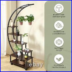 2 Pack Creative 6 Tier Metal Plant Stands, Half Moon Shape Ladder Flower Pot