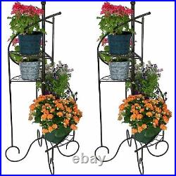 2 Pcs 4-Tier Plant Stand Indoor Outdoor Metal Spiral Staircase Flower Pot Holder