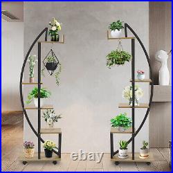2 Pcs 5 Tier Metal Indoor Plant Stand Potted Plants Shelf Flower Rack Home Decor