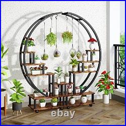 2 Pcs 6 Tier Tall Metal Indoor Plant Stand with Detachable Wheels
