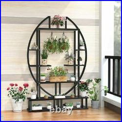 2 Pcs 6 Tier Tall Metal Indoor Plant Stand with Hanging 2 Pcs Black Half Moon
