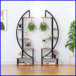 2 Pcs 6 Tier Tall Metal Indoor Plant Stand with Hanging Loop, Plant Shelf