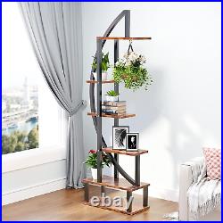 2 Pcs 6 Tier Tall Metal Indoor Plant Stand with Hanging Loop, Plant Shelf Holder