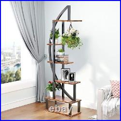 2 Pcs 6 Tier Tall Metal Indoor Plant Stand with Hanging Loop Plant Shelf Holder