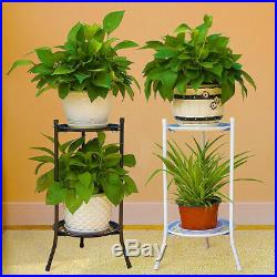 2 TIER Metal Shelves Display Garden Flower Pot Plant Stand Shelf Decor Outdoor