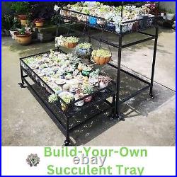 2 Tier Large&Small Size Metal Mobile Raised Garden Succulent Flower Stand