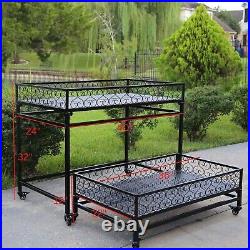 2 Tier Large&Small Size Metal Mobile Raised Garden Succulent Flower Stand