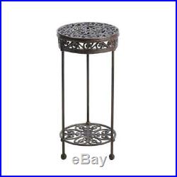 2 Victorian Shabby Distressed Cast Iron Outdoor Flower Plant Pot Stand Table