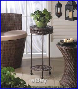 2 distressed cast iron victorian shabby flower plant pot stand outdoor table