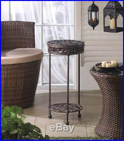 2 distressed cast iron victorian shabby flower plant pot stand outdoor table