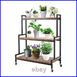 31 Rolling Plant Stand Shelf Home Balcony Flower Pot Holder 3-Tier Plant Stand
