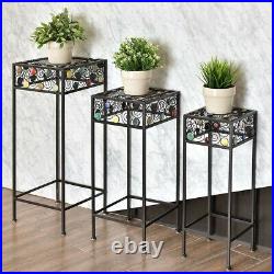 3Pcs Plant Pot Stand Holder Indoor Home Garden Decor Flower Display Metal Retro