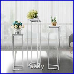 3Pcs Silver Plant Stand Flowerpot Display Stand Metal Rack with Iron Base