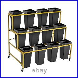 3Tier Plant Stand Metal Indoor&Outdoor Large Flower Display Stand with 12 Buckets