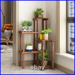 3-11 Tier Metal Wood Carbonized Plant Flower Stand Shelf Multiple Indoor Outdoor