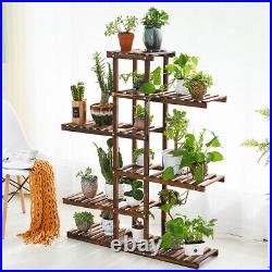 3-11 Tier Metal Wood Carbonized Plant Flower Stand Shelf Multiple Indoor Outdoor