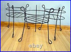 3 Black Vintage Mid Century Modern Plant Stand Metal Wire Bent wire Tripod