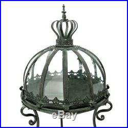 3 Glass Dome Terrariums Antique Frosted Silver Lanterns Metal Glass Decor Garden