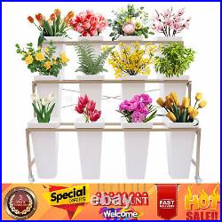 3-Layer Flower Display Stand Metal Plant Stand with Wheels 12 Bucket Heavy Duty