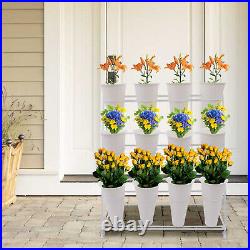 3-Layer Flower Display Stand Metal Plant Stand with Wheels + 12 Bucket Heavy Duty