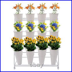 3 Layers 12Buckets Metal Plant Stand Flower Display Shelf Outdoor Plant Holder