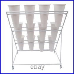 3 Layers Flower Display Stand Metal Plant Stand withWheels Plant Shelf+12 Buckets