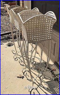 3 Matching Vintage Outdoor Metal Plant Stands 36 3/4 tall