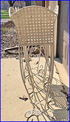 3 Matching Vintage Outdoor Metal Plant Stands 36 3/4 tall