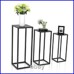 3 PACK Metal Plant Stand Nesting Display End Table Iron Wedding Flower Black