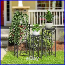 3 PCS Metal Plant Stand Flower Pot Set Display Rack Holder Garden Yard Decor