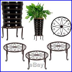 3 Pack Stands Metal Potted Plant Flower Holder 9 Inches Heavy Duty 50lb Round