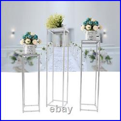 3 Pcs Iron Metal Flower Stand Floor Vase Wedding Party Centerpiece Stand Silver