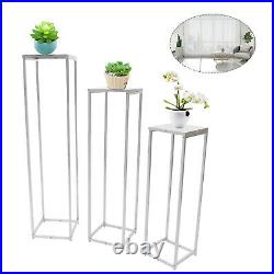 3 Pcs Iron Metal Flower Stand Floor Vase Wedding Party Centerpiece Stand Silver