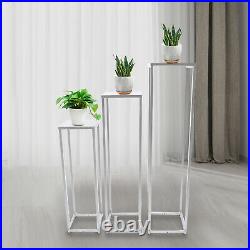 3 Pcs Metal Flower Stand Floor Vase Wedding Party Centerpiece Iron Stand Silver