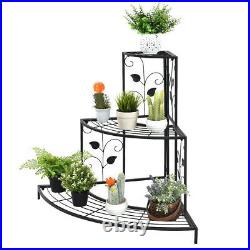 3 Tier Floral Corner Metal Plant Pot Rack 3 Step Tier Indoor Outdoor Plant Stand